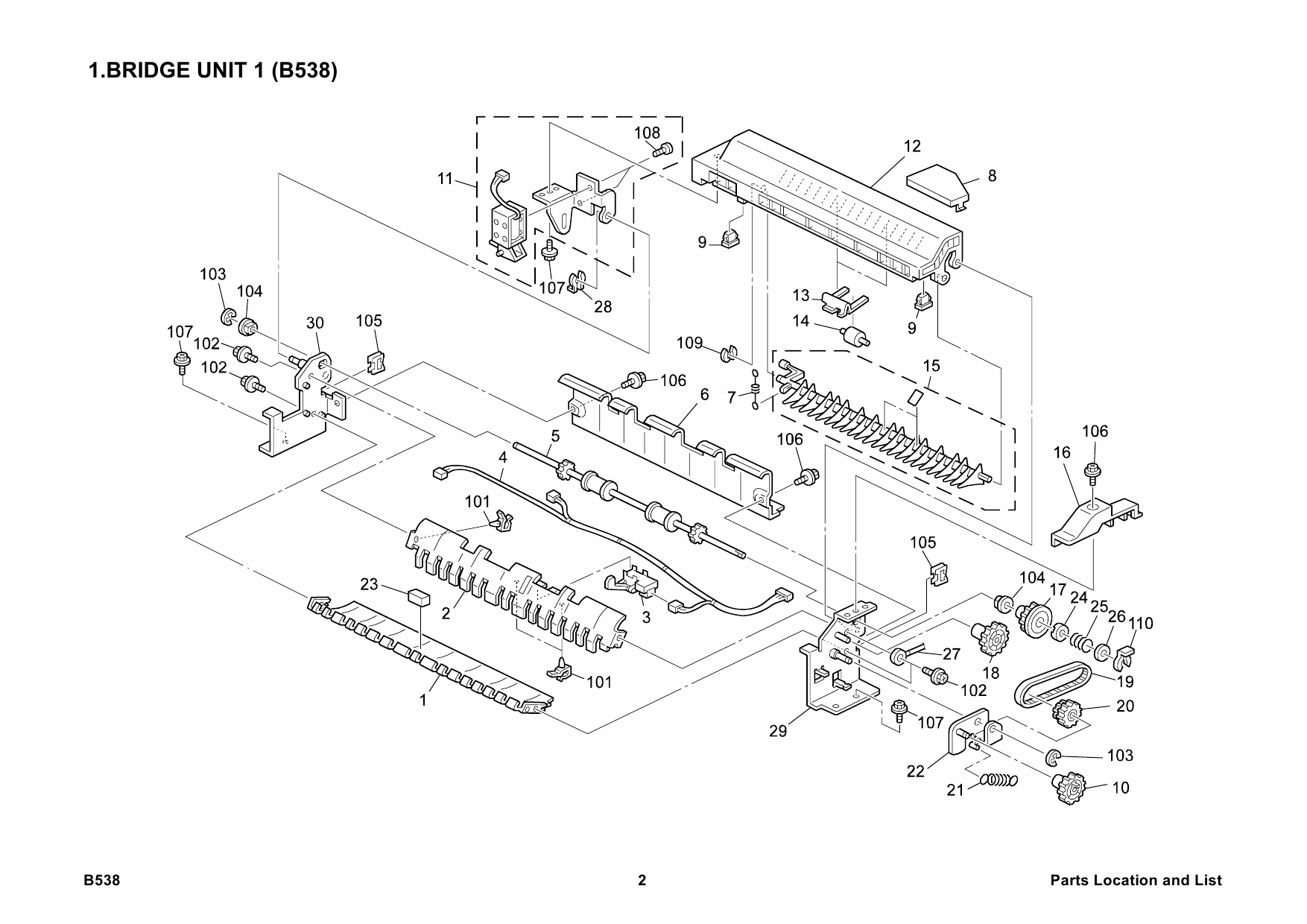 RICOH Options B538 BRIDGE-UNIT-TYPE-2045 Parts Catalog PDF download-2